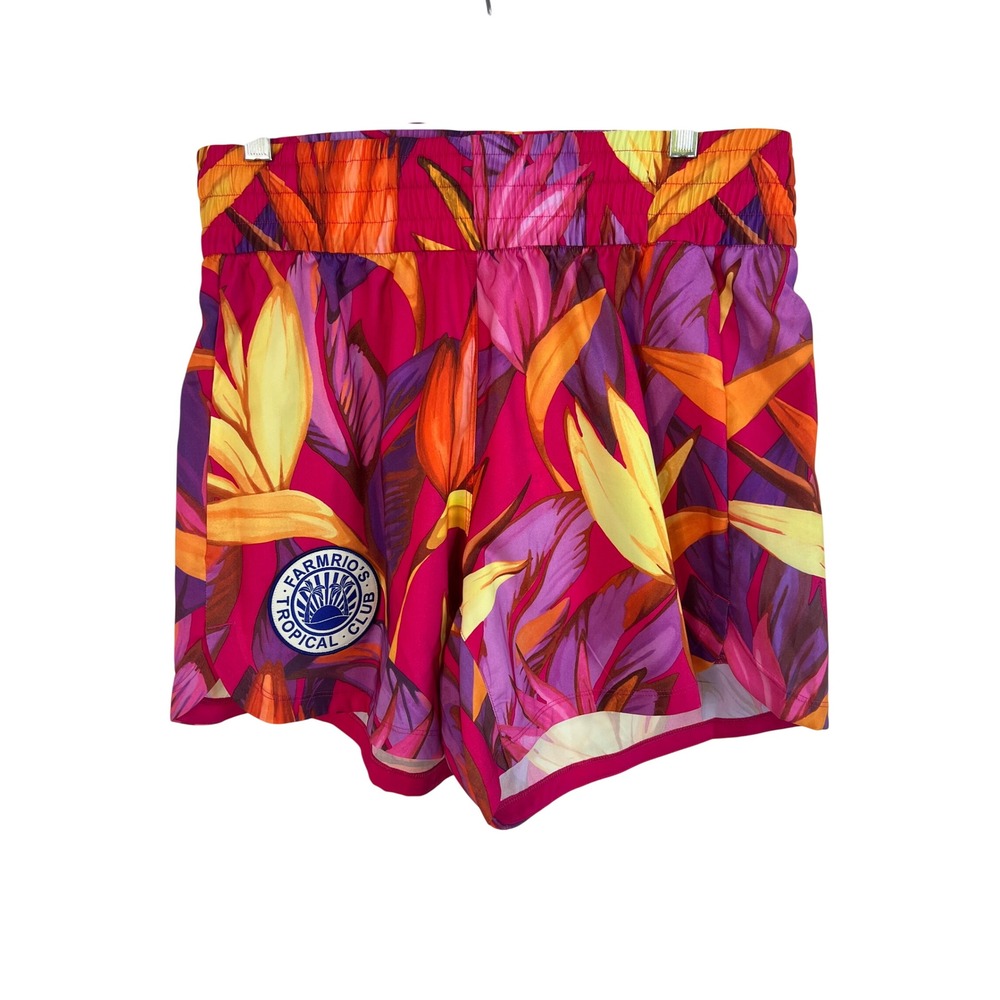 Adidas x Farm Rio Women Shorts Tropical Floral Pink Yellow Beach Gym Size M NWT